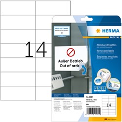 Etiket HERMA 5081 105x42.3mm verwijderbaar wit 350 stuks