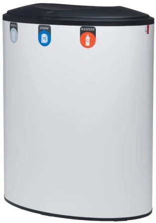 Lune Binc afvalbak 3-stroom met gesloten deksel (wit/zwart)-2