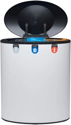 Lune Binc afvalbak 3-stroom met gesloten deksel (wit/zwart)-3