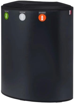 Lune Binc afvalbak 3-stroom met gesloten deksel (zwart)-2