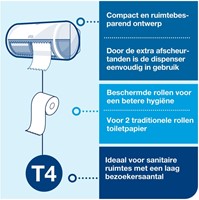 Toiletpapierdispenser Tork T4 Elevation duo wit 557000-3