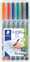Viltstift Staedtler Lumocolor 315 non permanent medium assorti 6 stuks