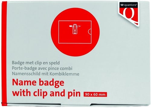 Badge Quantore met clip en speld 60x90mm-2