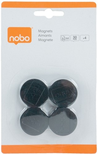 Magneet Nobo 30mm zwart 4 stuks