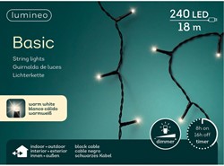 KERSTVERLICHT WARMWIT BINNEN & BUITEN 240 LAMPJES OP 18 METER SNOER