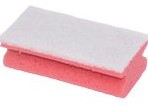 SCHUURSPONS MET GREEP ROOD/WIT 7X14,2X4,5CM 53531 PAK A 10ST.