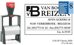 TEKSTPLAATJE COLOP 2600 CLASSIC 8R 58X37MM