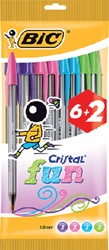 Balpen Bic Cristal Fun large assorti blister à 6+2 gratis
