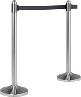 Afzetpaal Securit RVS met rolband 210cm zwart-2