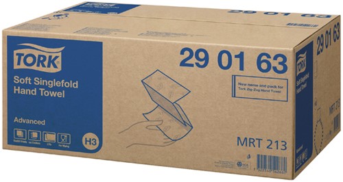 Handdoek Tork H3 Advanced singlefold 2-laags 248x230mm 15x250 vel wit 290163-2