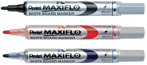 Whiteboardmarker Pentel MWL5S Maxiflo rond 1mm zwart-3
