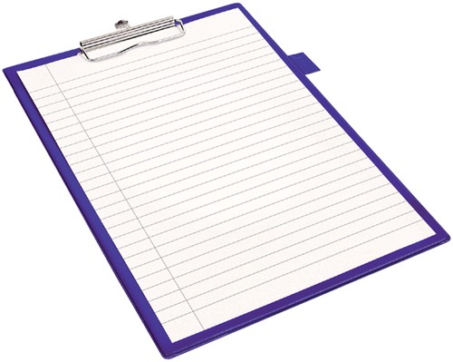 Klembord Quantore A4 staand PVC blauw met 100mm klem + penlus-3