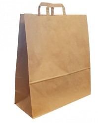 Papieren draagtas kraft bruin met platte handgreep 22x11x36cm