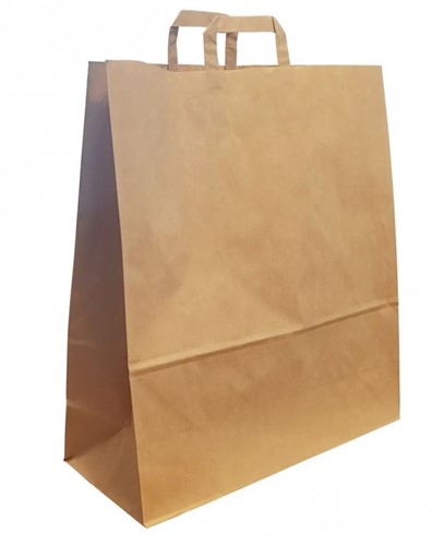 Papieren draagtas 005 kraft bruin met platte handgreep 22x11x36cm