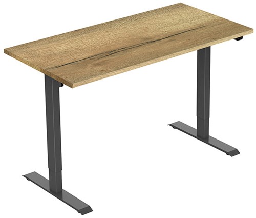 Euroseats elektrisch verstelbaar zit-sta bureau (1 motorig) - 120 x 80 cm - Natuur eik (T600) - Zwart (RAL9005)
