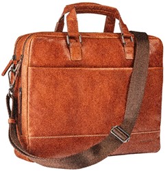 Maverick ROUGH GEAR - lederen business tas met laptopvak 15,6" - Large - cognac